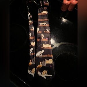 NWOT Elegant Black Cat Design Necktie